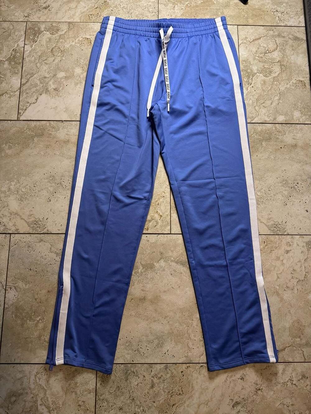 Pink Active Track Pants Size S Blue White Side Stripe Sweatpants